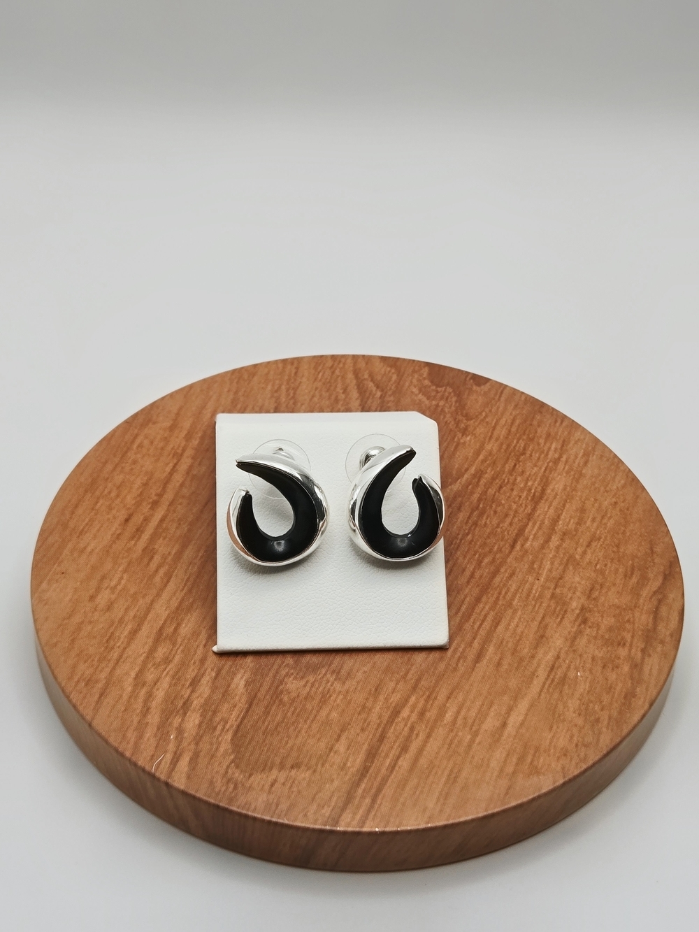 Chico's Silver and Black Swirl Stud Earrings